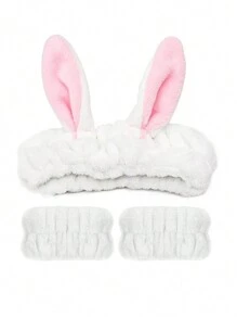 Juego de 6/4/1 diadema de felpa coral impermeable, juego de diadema y muñequera, juego de diadema y muñequera para el cuidado de la piel y spa, herramientas antideslizantes para el lavado y el cuidado de la piel de las mujeres, diadema suave de ducha para el lavado del rostro, herramientas de belleza, diadema de toalla, ducha, maquillaje, entrenamiento, spa, elegante y elegante, un regalo para una mujer, un regalo para un hombre