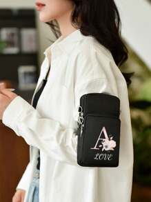 1 Bolso de hombro personalizado para novia, con 26 letras del alfabeto en inglés, tu nombre tu bolso, bolso personalizado para despedida de soltera, bolso de hombro personalizado para bodas, bolso de hombro personalizado, regalo de aniversario, regalo del Día de San Valentín, regalo de cumpleaños, regalo de boda, regalo del Día de la Madre, regalo para la mejor amiga, regalo para mamá/ella/novia/esposa/amigas - Negro - Ver 3