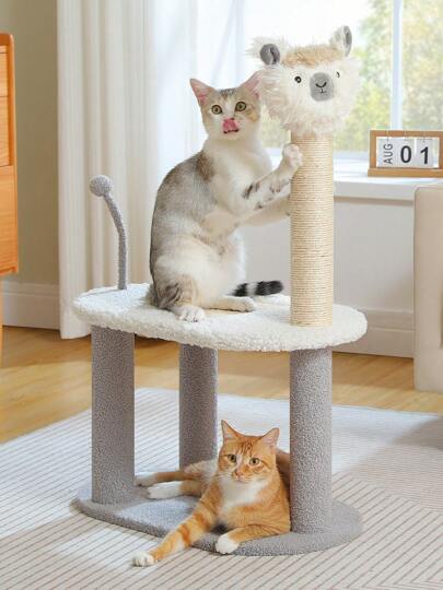 PAWZ Road Árbol para gatos en forma de alpaca con volante, poste rascador de sisal, torre interior para gatos de 35,4 pulgadas de alto para gatitos