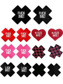 2pcs/4pcs/6pcs/8pcs/10pcs/14pcs/Printed Nipple Patch Disposable X-Type Chest Sticker, Nipple Patch Sexy Bra Disposable Anti-Bump Three-Point Accessories Husband And Wife Passion Anti-Walking Light Adult Products, Male And Female Fun Products, Masks, Night Lights, Desire To Ignite-Valentine's Day Gifts