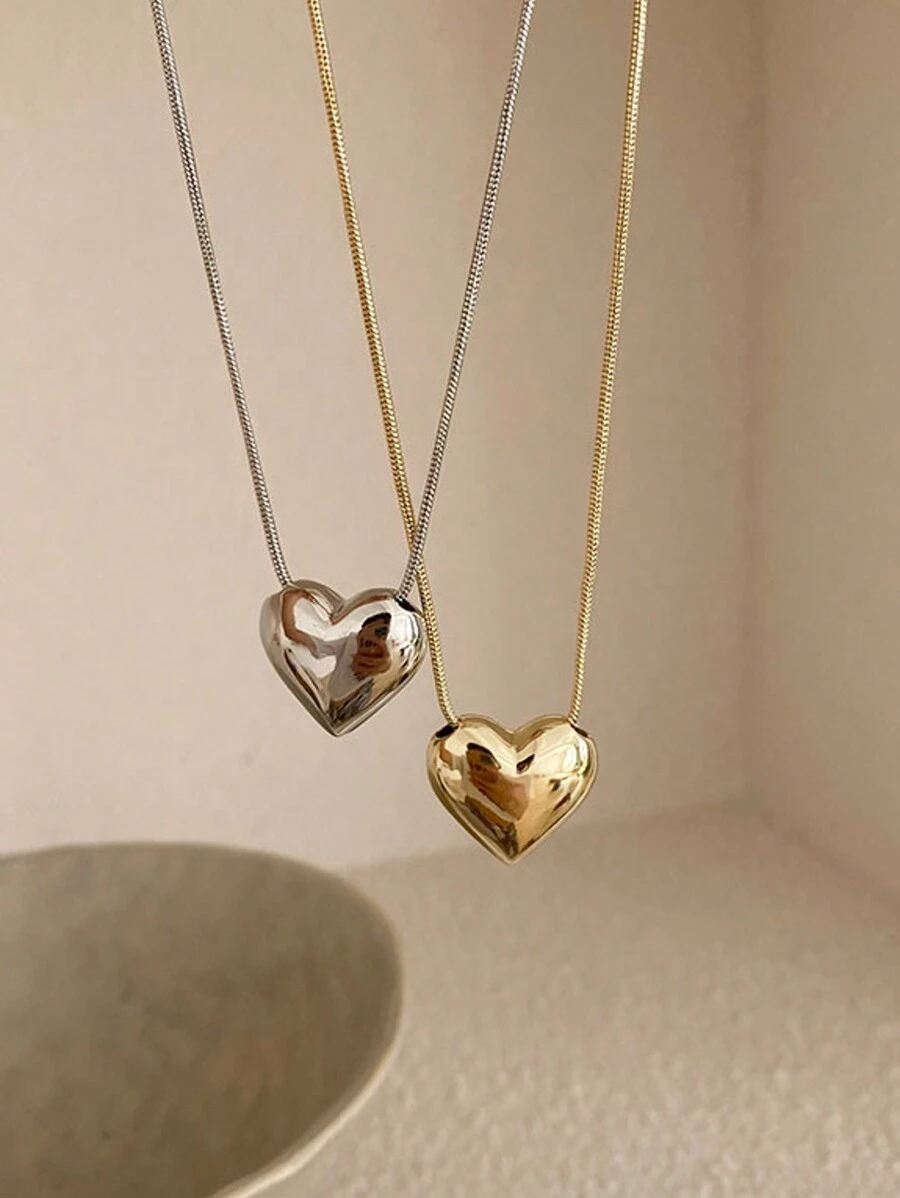 1 pieza Collar con colgante en forma de corazón elegante y minimalista para mujer, cadena clavicular versátil Y2K simple y delicada apta para uso diario, fiestas, citas, estilo callejero, festivales de música, playas y viajes