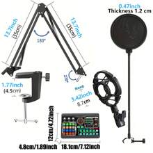 Podcast Equipment Bundle, Soundcard Recording Studio Package With Voice Changer, Live Sound Card - Audio Interface For Laptop Computer Vlog Living Broadcast Live Streaming - Black - View 10