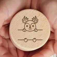1pc Personalized Baby Tooth And Curl Keepsake Set - Wooden Carved Jewelry Box, Suitable For Child Growth Memory, Perfect Gift, Birthday Present, Suitable For Christening, Baby Shower Or First Haircut, Back To School,Customized Kids Growth Souvenirs,Warm Ambience - Wood Color - View 11