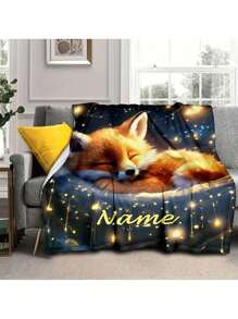 Manta de flanela com estampa de raposa (1 peça), personalizada com foto e texto. Ideal para decorar sofá, sala de estar, quarto ou qualquer ambiente. Extra grossa e macia, perfeita para todas as estações do ano. Ideal para presentear amigos e familiares com uma imagem especial.