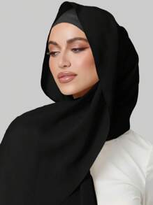 1pc Women Casual Daily Wear Chiffon Headscarf - 黑色 - 查看 1