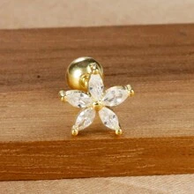 22 种款式不锈钢迷你锆石 1 件式耳钉女士、情人节耳环、18K 镀金螺旋螺旋球耳钉耳屏软骨穿孔首饰、妈妈、母亲、母亲节、礼物 - 金-白-1pc - 查看 22