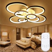 Modern Ceiling Light 8Heads Dimmable Chandelier LED Pendant Lamp Fixture +Remote - Đen và trắng - Xem 1
