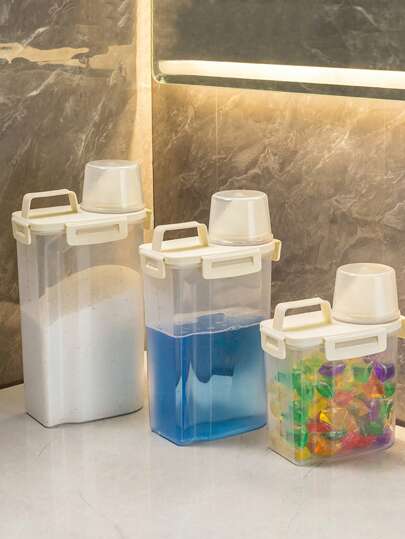 1pc Large-Capacity Household Laundry Detergent Storage Box, Made Of PP, Can Store Soap, Laundry Detergent, Hand Soap, Shower Gel, Shampoo And Other Liquids