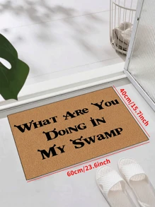 1pc 'What Are You Doing In My Swamp' Doormat, Indoor Mat, Throw Rug, Creative Door Mat, Entryway Themed Mat, Home Decor, Non-Slip Floor Rug Mat, Bedroom Accessories, Photo Props, Outdoor Decor, Throw Rug, Area Rug, Gift - Multicolor - View 6