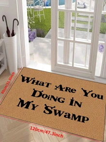 1pc 'What Are You Doing In My Swamp' Doormat, Indoor Mat, Throw Rug, Creative Door Mat, Entryway Themed Mat, Home Decor, Non-Slip Floor Rug Mat, Bedroom Accessories, Photo Props, Outdoor Decor, Throw Rug, Area Rug, Gift - Multicolor - View 9