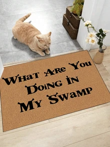1pc 'What Are You Doing In My Swamp' Doormat, Indoor Mat, Throw Rug, Creative Door Mat, Entryway Themed Mat, Home Decor, Non-Slip Floor Rug Mat, Bedroom Accessories, Photo Props, Outdoor Decor, Throw Rug, Area Rug, Gift - Multicolor - View 4