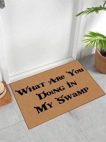 1pc 'What Are You Doing In My Swamp' Doormat, Indoor Mat, Throw Rug, Creative Door Mat, Entryway Themed Mat, Home Decor, Non-Slip Floor Rug Mat, Bedroom Accessories, Photo Props, Outdoor Decor, Throw Rug, Area Rug, Gift - Multicolor - View 1