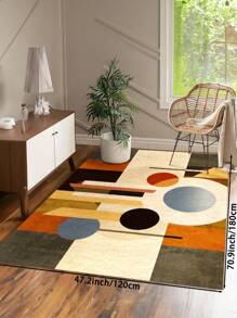 1 Stück Teppich im Wohnzimmer in Großformat mit mehrfarbigem Farbblockdesign, moderner Stil mit 1100g/㎡ Material mit niedriger Polsterung, 5mm Dicke, weich und angenehm anzufühlen, leicht zu pflegen, wasserdicht und fleckabweisend, rutschfeste Rückseite, maschinenwaschbar, Teppich für Lobby, Schlafzimmer, Küche, Esszimmer, Büro, Raumdekoration und Fußmatte.