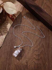 1pc Mary Poppins Handmade Glass Bottle Spoon Full Of Sugar Necklace, Silver, Suitable For Everyday Wear