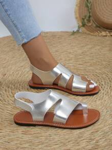 Women's Fashion Split-Toe Sandals, Soft Comfortable Non-Slip, Suitable For Outdoor, Beach, And Home Wear, Flat Design