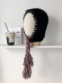 1 件装女士甜美熊耳针织无檐便帽，秋冬保暖护耳帽，可爱猫耳设计