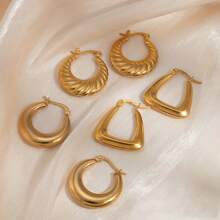 2 peças de brincos de gota geométricos vintage de alta qualidade em aço inoxidável banhados a ouro, modernos e elegantes