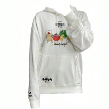 Puma SUPER FOODS白色蔬菜衛衣吐司衛衣情侶衛衣卡通印花連帽運動套頭衫