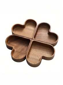 1 Set de Bandeja con forma de corazón de madera - Cuencos apilables de color nogal con tapas - Para cocina y mesa de comedor, frutos secos, aperitivos y sopas - Gran cuenco de sopa con tapa - Vajilla creativa de madera de acacia, artesanía de madera - Marrón - Ver 4