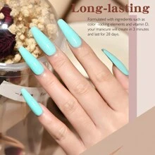 NOCIS 6-Color Dip Powder Nail Kit - Blue & Green Shimmer, All-Season French Starry Ocean Banquet Designs, DIY Manicure Salon Essentials For Women, No UV Lamp Neededacrylic Press On Nails - Multicolor - View 6