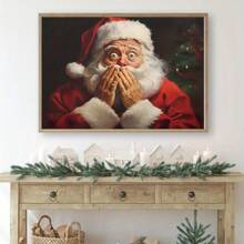 Classic Santa Claus Poster, Interesting Christmas Art Print, Winter Wonderland Wall Decorations, Holiday Farm Decoration, Suitable For Living Room, Dining Room, Bedroom, Office-1 Pc Wooden Framed Canvas Painting Thickness Cm/0.9inch High Quality Wall Art Prints Poster Direct Hanging Wall Picture Decor For Home Gifts, Christmas Gift, Living Room, Bath Room, Bedroom, Kitchen - 12*08吋(30*20CM) - 查看 3