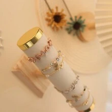 1pc Wooden Bracelet Stand - Single Layer Jewelry Display Stand For Bracelets, Watches, Ties And More - Window Jewelry Display Prop Valentine Day Back To School