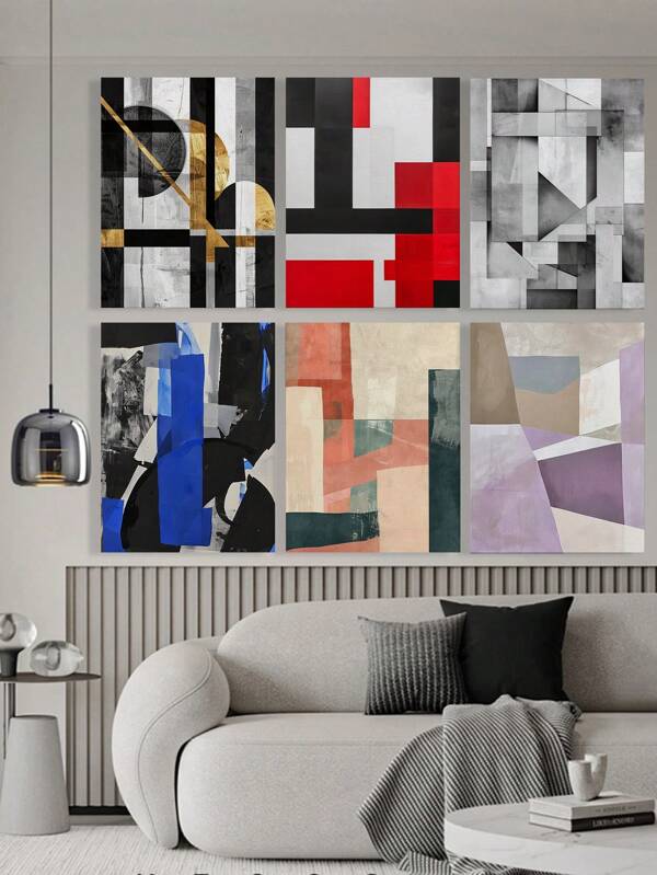 1 pezzo Stampa su tela geometrica cubica colorata moderna, cartellone opere d'arte murale, regalo ideale per camera da letto, soggiorno, cucina, corridoio, decorazione murale, decorazione autunnale