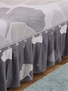 1pc Ginkgo Leaf Print Sofa/Bed Skirt Cover With Ruffled Edge, Suitable For Armless Sofa, Polyester Fiber All Seasons, Minimalist Modern Design