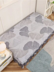 1pc Ginkgo Leaf Print Sofa/Bed Skirt Cover With Ruffled Edge, Suitable For Armless Sofa, Polyester Fiber All Seasons, Minimalist Modern Design