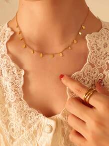 TONSI 1pc 18K Gold Plated Stainless Steel Delicate Four-Leaf Necklace, Simple & Fashionable, Suitable For Daily Wear, Gift For Bridesmaids, Mothers, Daughters, Friends - Waterproof/stainless Steel/18k Gold Plated - View 7