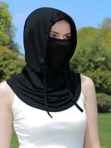 1 件男女通用冰丝遮阳拉法帽 - 防紫外线全脸罩，适合骑行 - 透气、无缝、可调节颈围围巾，带抽绳，户外摩托车骑行自行车钓鱼头饰帽子，带挂耳，女士防晒面罩，男士骑行风帽，滑雪面罩