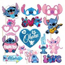 Disney 16/22/25 piezas, decoraciones de tema de dibujos animados de Disney para decorar pasteles de cumpleaños, tarjetas, suministros para fiestas, adornos, decoraciones de Frozen, decoraciones de cumpleaños > adornos para decorar pasteles, insertos para jarrones de la fiesta de Stitch, decoración de mesa de fiesta