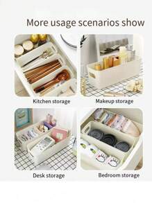 1 hộp đựng đồ để bàn hình chữ nhật, giỏ đựng đồ đựng ốp điện thoại, mỹ phẩm, văn phòng phẩm, đồ dùng ký túc xá sinh viên - trắng - Xem 4