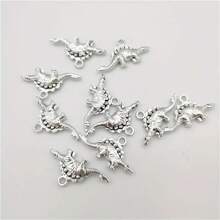 50/100pcs Vintage Silver Dinosaur Pendant Set - Alloy Animal Pendants, Suitable For DIY Jewelry, Necklace And Bracelet Making - Silver - View 4