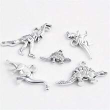 50/100pcs Vintage Silver Dinosaur Pendant Set - Alloy Animal Pendants, Suitable For DIY Jewelry, Necklace And Bracelet Making - Silver - View 2