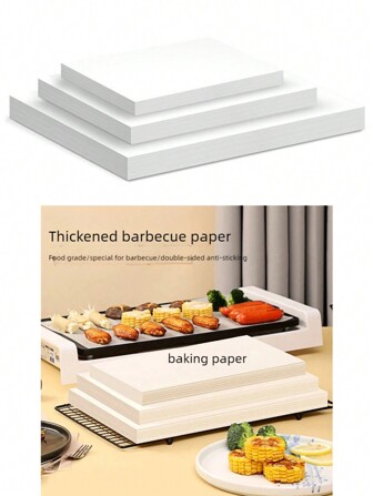 Kitchen Food Paper Baking Paper 50 Pieces Baking Paper Anti-Stick Oven Baking Paper Burning Wax Paper Barbecue Paper Silicone Oil Paper Double-Sided Silicone Oil Non-Stick Bottom High Temperature Baking Resistant Multiple Size Options