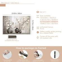 1pc Vibrant Magnolia Canvas Wall Art - Wooden Framed Contemporary Floral Print - Wall Art, Perfect Accent For Bedrooms, Living Rooms, Kitchens And More - Seasonal Fall Decorations,Poster Gifts Birthday Graduation