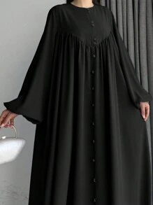 女士黑色优雅仙女风长款阿拉伯连衣裙，春季快速发货 - 黑色 - 查看 6