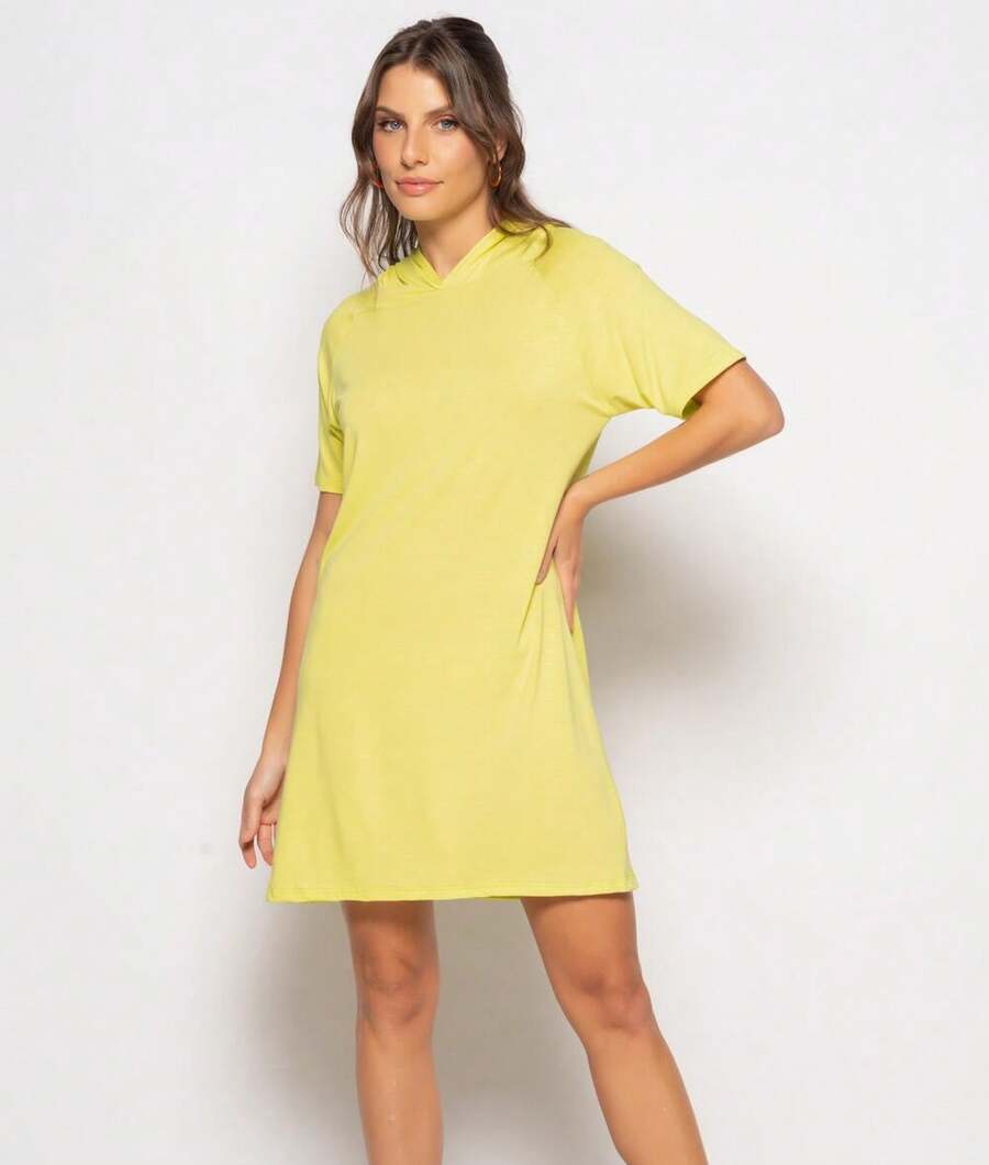 Salvatore Mesh Short Hooded Dress - Green - View 1