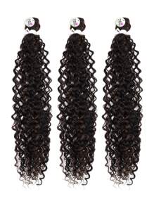 100g/3 Stücke Lockiges Kunsthaar Verlängerungen in Schwarztönen, dicke, äußerst weiche Proteinseide kleine Locken Bündel 24 26 28 Zoll, praktisch und angenehm