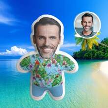 1pc Customized Photo Plush Cushion/Pillow - Soft PP Cotton Filled, Double-Sided Printing, Hawaiian Shirt Design, Beautiful Holiday Or Anniversary Gift For Parents Or Partner, Unique Home Decor, Hand Washable.