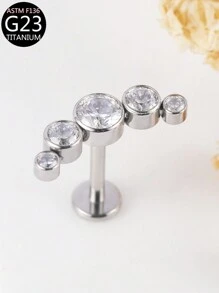 1 pièce Boucle d'oreille en titane G23 et F136 avec strass, anneau de lèvre à filetage interne 16G, bijoux pour piercings