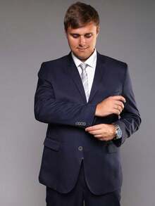 Fressato - Experience Perfection: Top-Of-The-Line Suit - Navy Navy Oxford Tailored Suit - Slim Fit Italian Cut - Invest In Yourself With An Exclusive Discount! Take Advantage Of Our Special Offer And Invest In A Suit That Will Be With You For Many Years! Buy Now And Experience The Difference Of A Real Tailored Suit! - Màu xanh lam - Xem 9