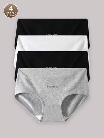 4 piezas de bragas finas para mujeres, calzones tipo triángulo sexy de unicolor, ropa interior cómoda y sin costuras de talle bajo