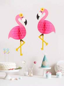 2 pezzi/set, fiammingo 3D di , palla a nido dape, decorazioni da spiaggia estiva, decorazioni sospese a nido d'ape