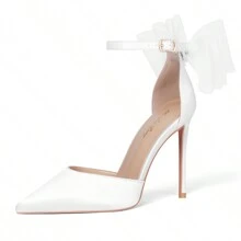 Women's Pumps Strappy Heels Stiletto Closed Toe Heels Bow Sandals Pointed Toe Ankle Strap D'Orsay Sexy Dress Wedding Party Pumps Shoes Valentines - Red - View 1