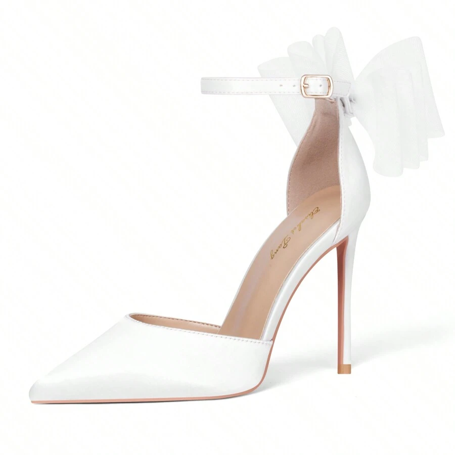 Women's Pumps Strappy Heels Stiletto Closed Toe Heels Bow Sandals Pointed Toe Ankle Strap D'Orsay Sexy Dress Wedding Party Pumps Shoes Valentines - Red - View 1