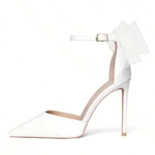 Women's Pumps Strappy Heels Stiletto Closed Toe Heels Bow Sandals Pointed Toe Ankle Strap D'Orsay Sexy Dress Wedding Party Pumps Shoes Valentines - Red - View 2
