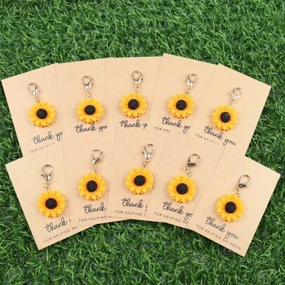 1pc/2pcs/3pcs/4pcs/5pcs Acrylic Sunflower Keychain With Lobster Clasp - Appreciation Gift With 'Thank You For Helping Me Grow' Card - Rustic Teacher, Mentor, Thank You Accessory Bag Accessories Lanyards With Id Holder Car Accessories Bag Charms Christmas