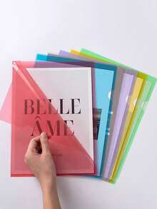 5/10/20 Peças Pasta plástica tamanho A4 mista com folha transparente no formato de L, Suporte de papel colorido para estudantes, escritório, impressão (Branco, Roxo, Vermelho, Azul, Verde, Amarelo)